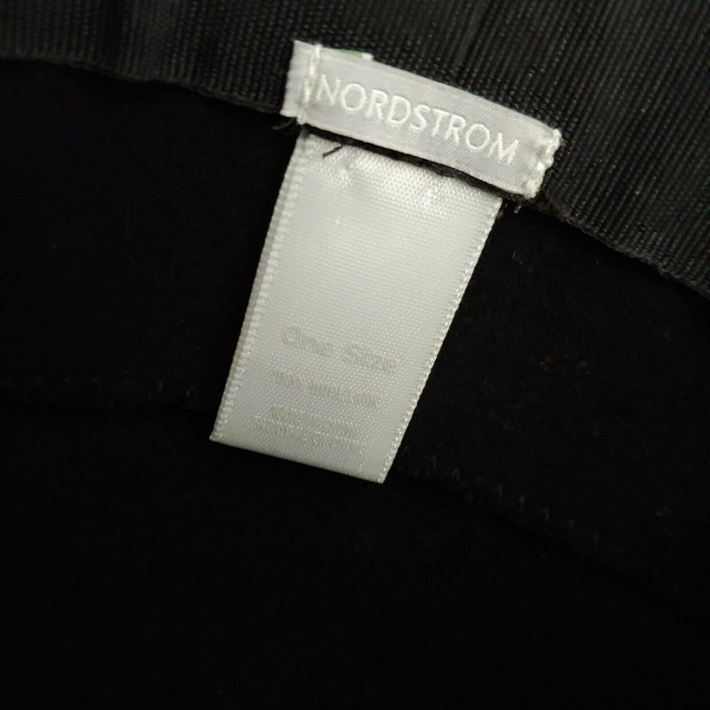 Nordstrom Womens Black 100% Wool Felt Cloche Bucket Hat One Size Fast Shipping - Picture 5 of 5